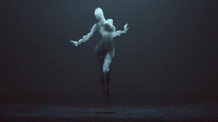 Sexy Smoke Ghost Spirit Dancer Floating in a Foggy Void 3d Illustration animation
