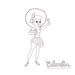 Woman in traditional colombian costume. Colombian culture - Vector illustration