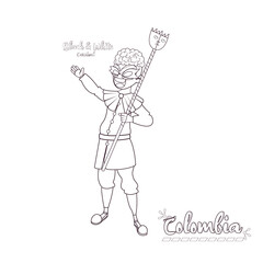 Black and white carnival costume. Colombian culture - Vector illustration