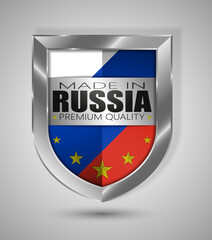 EPS10 Vector illustration. Realistic shield. Made in Russia, Premium Quality. Perfect for any use.	