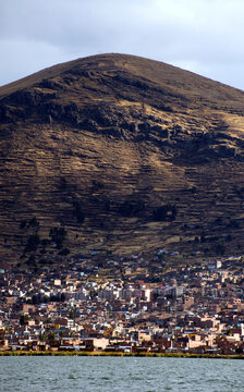 Puno seen from Lake Titicaca, Peru. 