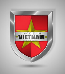 EPS10 Vector illustration. Realistic shield. Made in Vietnam, Premium Quality. Perfect for any use.	