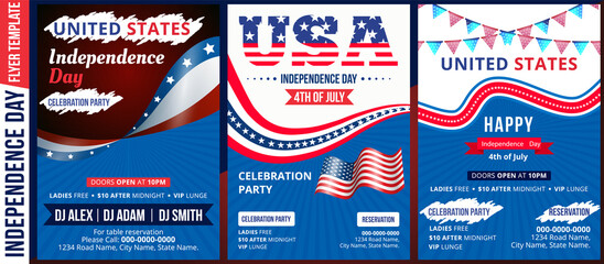 Happy independence day 4 th july, United states of america day. United states of america independence day. 4th july Happy independence day flyer design template. USA symbol, fourth of july Independenc - obrazy, fototapety, plakaty