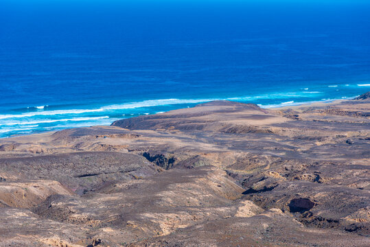 Barren landscape of Fuerteventura at Jandia peninsula, Canary islands, Spain
