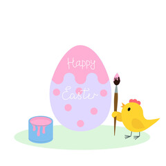 easter vector illustration isolated on white background chicken paint egg with paint