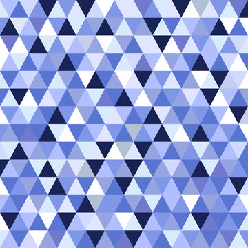 Abstract geometric mosaic blue seamless pattern from triangles. Vector illustration in modern design.