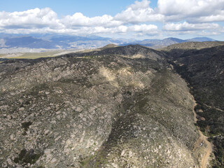 Aerial view of Simpson park wilderness valley in Santa Rosa Hills. Hemet, California. USA
