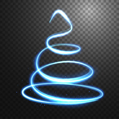 Abstract light speed motion effect, christmas blue light trail. Vector Illustration
