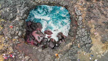 La Roche Qui Pleure, Mauritius. Drone point of view on a cloudy day