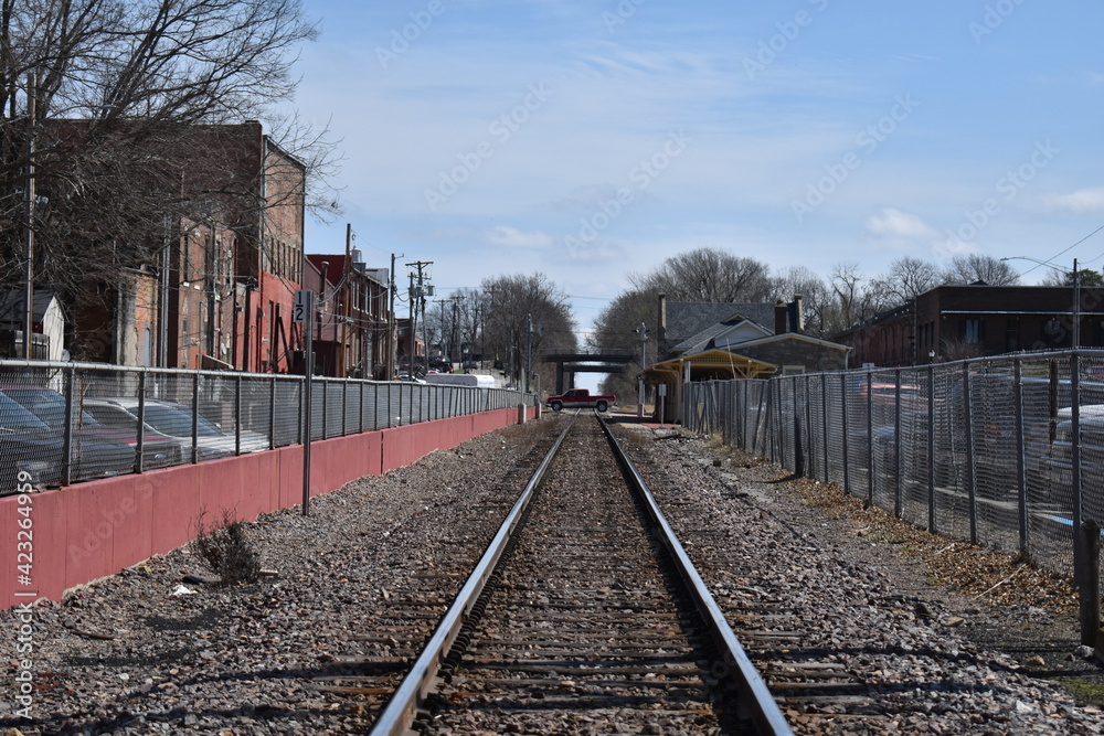 Wall mural train tracks