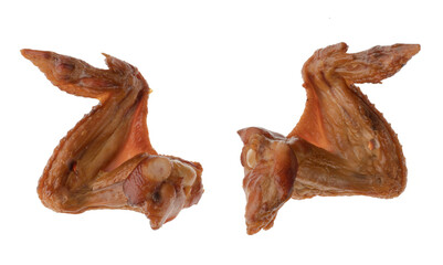 Smoked chicken wings, on a white background in isolation