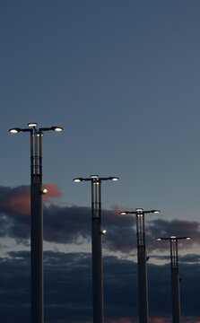 Street lamps and sunset 