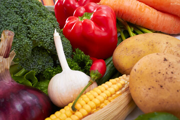 fresh vegetables on the white