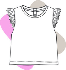 Baby girl t shirt design. t shirt template vector flat sketch.