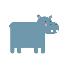 Vector flat style hippo. Wild herbivore. Types of African fauna. For the concepts of nature, illustrations for children s books, printing materials