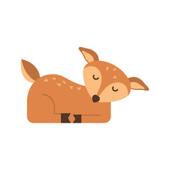 Deer cute doodle hand drawn flat vector illustration. Icon. Simple style for kids