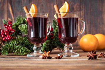 Glasses of mulled wine