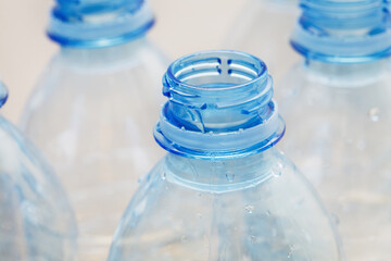 used open plastic bottles ready for recycling, environment concept