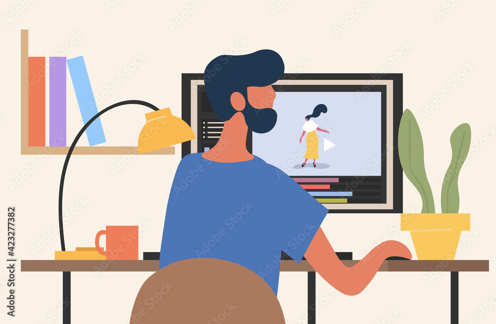 Poster man animator creating project.