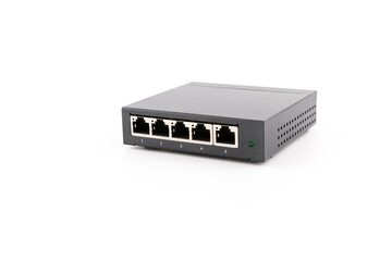 5 Port Network Switch on White Background