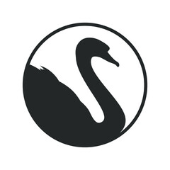 Swan graphic icon. Swan sign in the circle isolated white background. Logo bird. Vector illustration