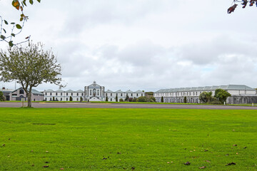 Fototapeta premium Fort of Mitchel with a large lawn in Spike Islands in CObh, Port of Cork, Ireland