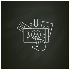 Online voting chalk icon. Voting system, website or mobile app. Remote vote. Choice, election concept. Democracy. Parliamentary elections.Isolated vector illustration on chalkboard