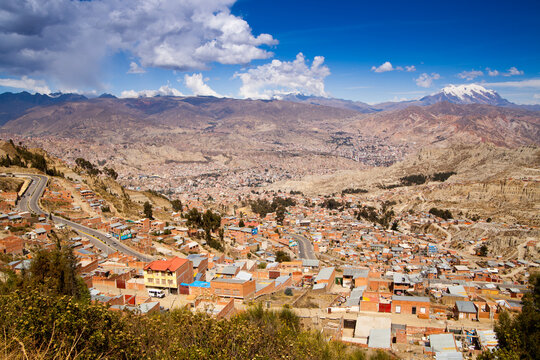 The deep canyons and modern urban sprawl of La Paz, Bolivia.  