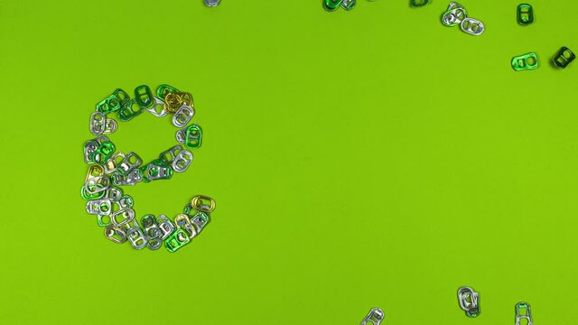 ECO word with aluminum pull tabs stop motion animation