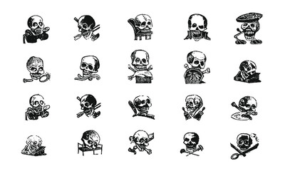 Collection of Cartoon Skull Illustrations