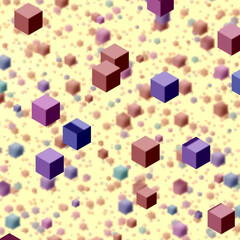 3D illustration colorful decorative cubes in space