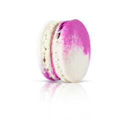French pastry macarons isolated on white background.