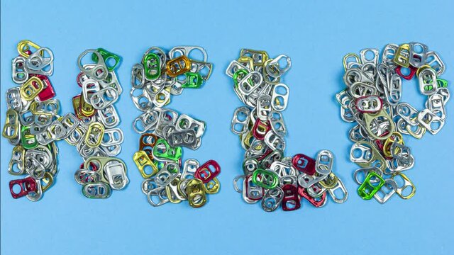 Help word with aluminum pull tabs stop motion animation
