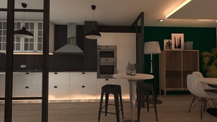 COCINA  DE ESTILO CLASICO CON GRAN ENCIMERA 