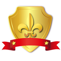 golden shield with ribbon