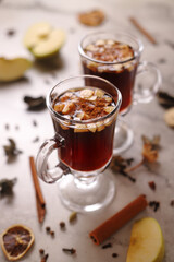 Two glasses of mulled wine. Hot drink.