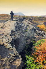 Grjotagja volcanic landscape in Iceland, Europe