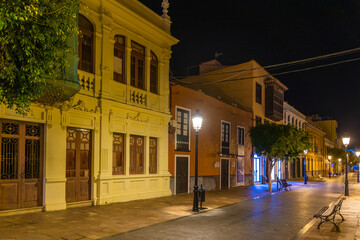 Night view of a street at San Sebastian de la Gomera, Canary Islands, Spain