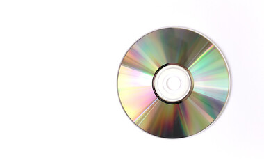 Compact-Disk on white background. CD and DVD background concept.