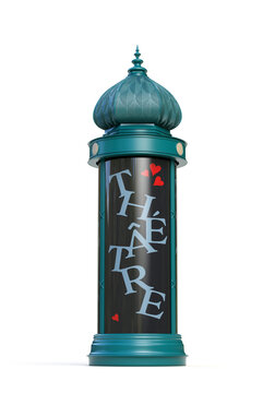 Affiche "j'aime le th&eacute;&acirc;tre" sur une colonne Morris - Rendu 3D