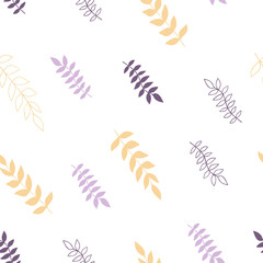 Simple pastel-colored floral seamless pattern, flat style vector illustration, symbol of spring, cozy home, spring Easter holidays celebration decor, perfect for textile, fabric, springtime decoration