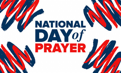 Obraz premium National Day of Prayer in United States. First Thursday of May. Annual day when Americans turn to God in prayer and meditation. Poster, card, banner and background. Vector illustration