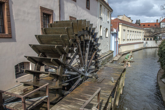 canal and mill wheel at Charles Bridge - Čertovka