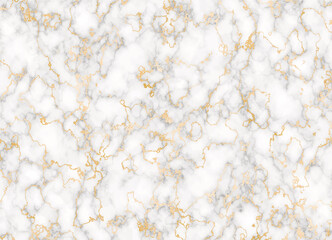 Gold marble. Luxurious white and silver texture background. Vector. Panoramic marble texture design for banner, invitation, wallpaper, headers, website, print advertisement, packaging design template.