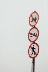prohibition signs on ski slope