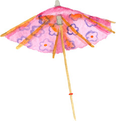 Watercolor clipart umbrella isolated on white background