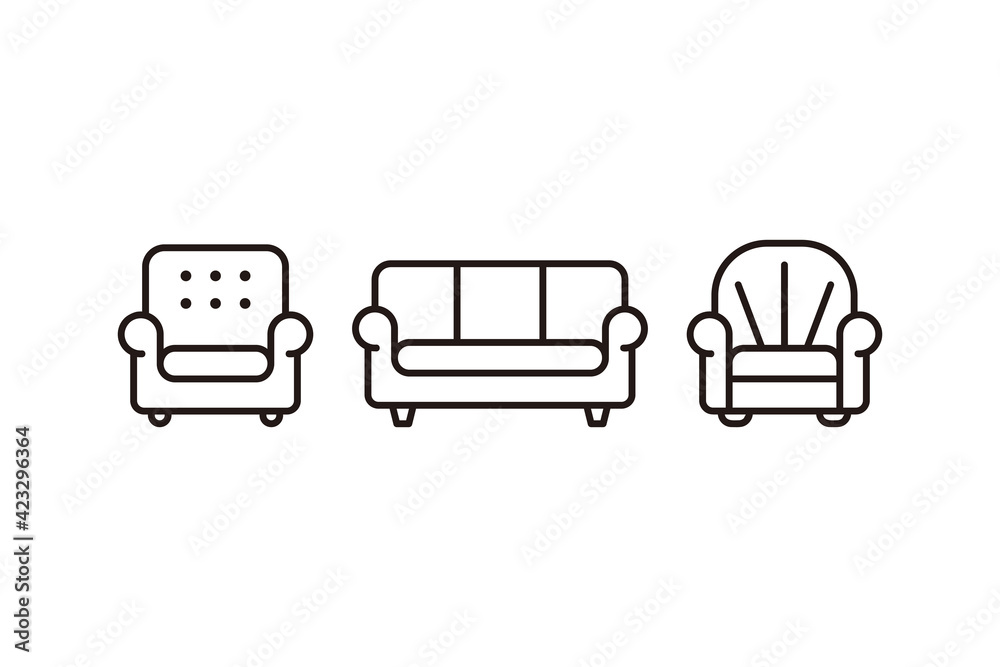 Wall mural Set of Simple Chair Icon Illustration Design, Chair Symbol Collection With Outlined Style Template Vector