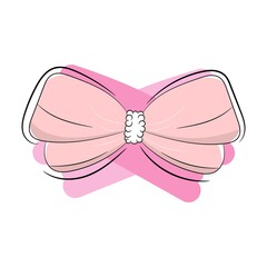 pink bow isolated on white background, hand drawing.