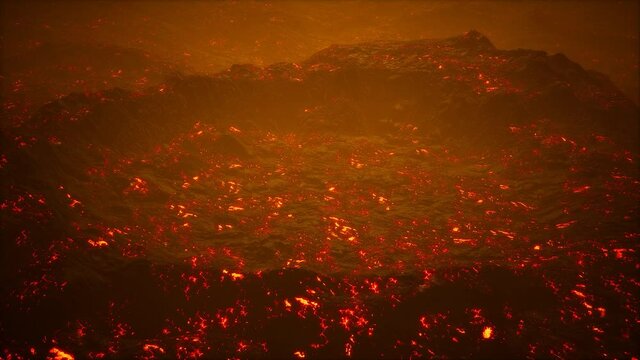lava fields and hills at active volcano