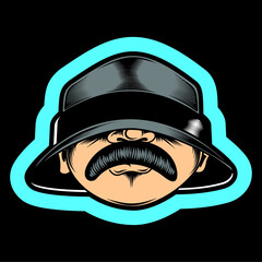 Face cholo malandro street neighborhood with hat - vector art illustration © Your Break